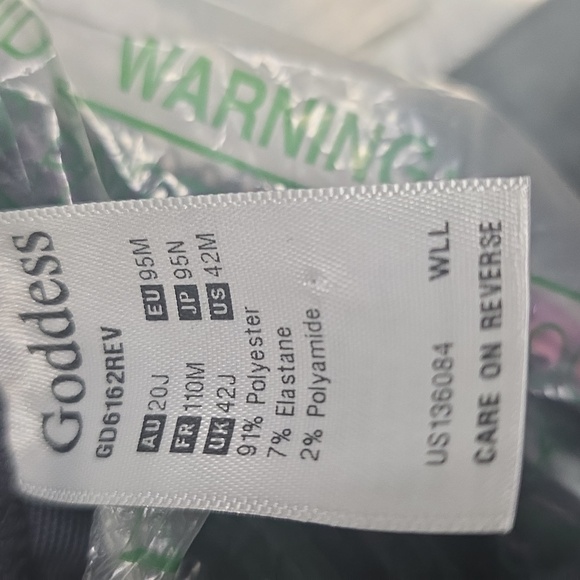 Goddess Kayla Banded UW Bra Size 42M Reverie Purple Petal Print Plus Gray - Picture 6 of 6